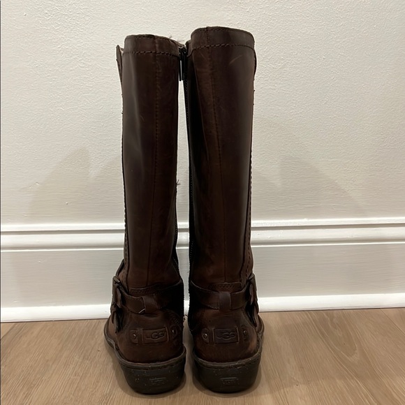 UGG Dark Brown Leather Boots - Picture 3 of 9